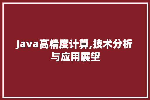 Java高精度计算,技术分析与应用展望