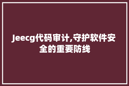 Jeecg代码审计,守护软件安全的重要防线