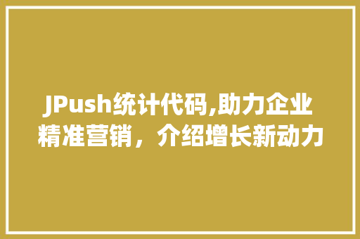 JPush统计代码,助力企业精准营销，介绍增长新动力