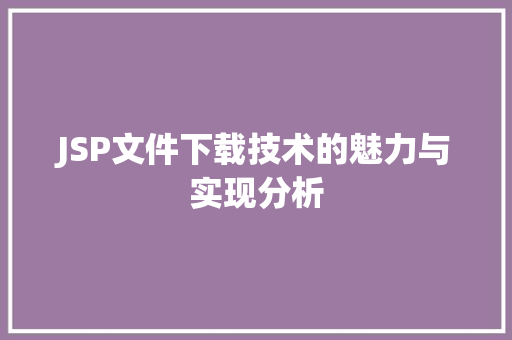 JSP文件下载技术的魅力与实现分析