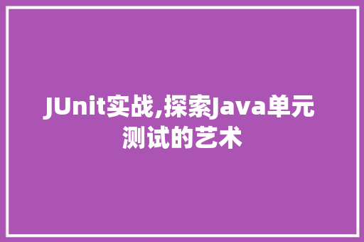 JUnit实战,探索Java单元测试的艺术