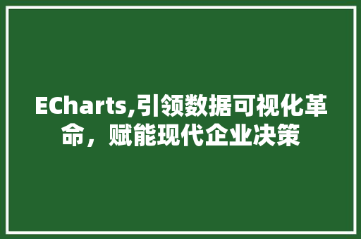 ECharts,引领数据可视化革命，赋能现代企业决策