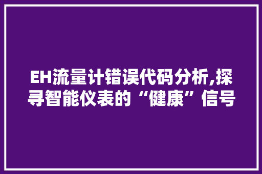 EH流量计错误代码分析,探寻智能仪表的“健康”信号