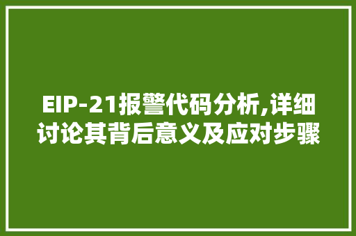 EIP-21报警代码分析,详细讨论其背后意义及应对步骤