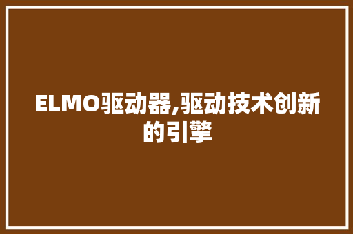 ELMO驱动器,驱动技术创新的引擎