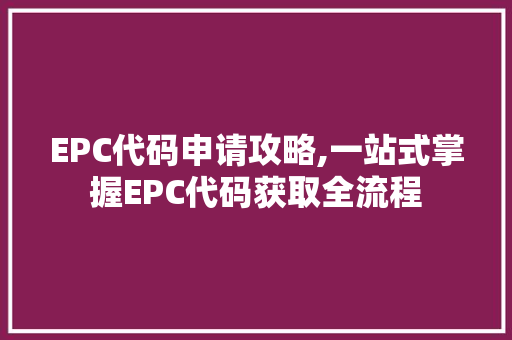 EPC代码申请攻略,一站式掌握EPC代码获取全流程