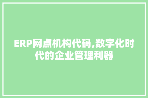 ERP网点机构代码,数字化时代的企业管理利器