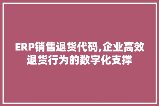 ERP销售退货代码,企业高效退货行为的数字化支撑