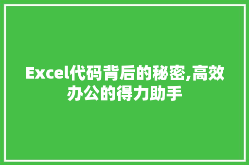 Excel代码背后的秘密,高效办公的得力助手