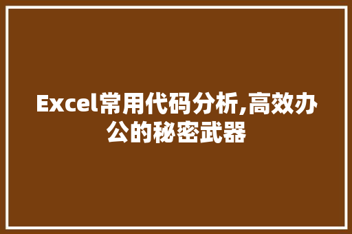 Excel常用代码分析,高效办公的秘密武器