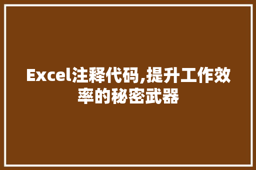 Excel注释代码,提升工作效率的秘密武器