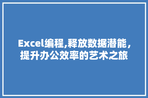 Excel编程,释放数据潜能，提升办公效率的艺术之旅