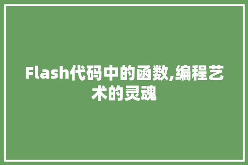 Flash代码中的函数,编程艺术的灵魂