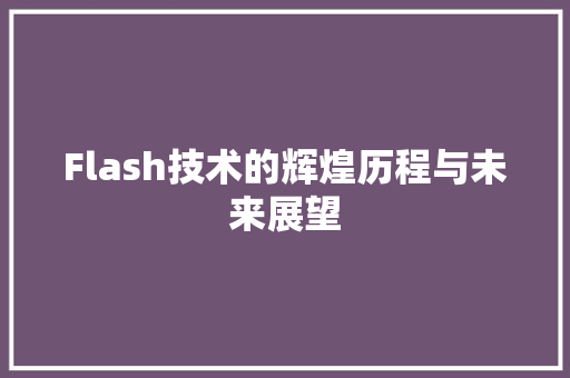 Flash技术的辉煌历程与未来展望 Python