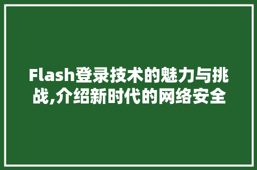 Flash登录技术的魅力与挑战,介绍新时代的网络安全密码