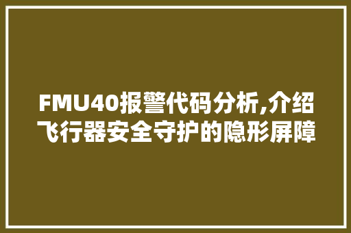 FMU40报警代码分析,介绍飞行器安全守护的隐形屏障