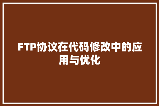 FTP协议在代码修改中的应用与优化