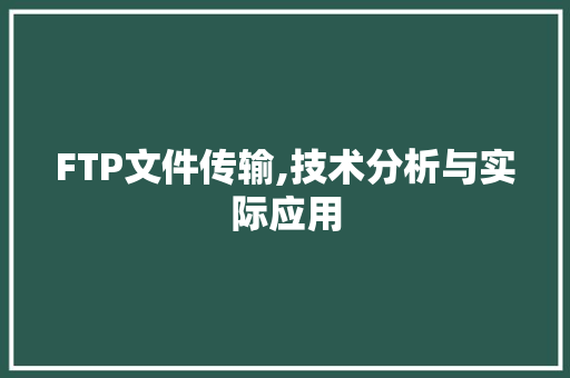 FTP文件传输,技术分析与实际应用