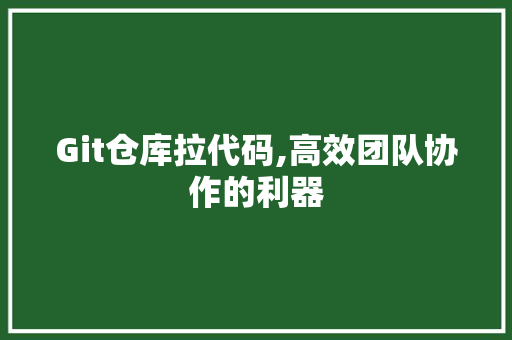 Git仓库拉代码,高效团队协作的利器