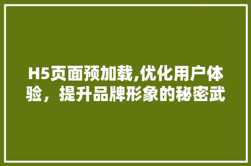 H5页面预加载,优化用户体验，提升品牌形象的秘密武器