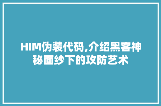 HIM伪装代码,介绍黑客神秘面纱下的攻防艺术