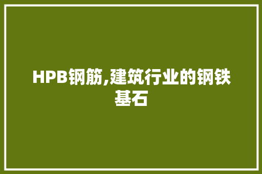 HPB钢筋,建筑行业的钢铁基石