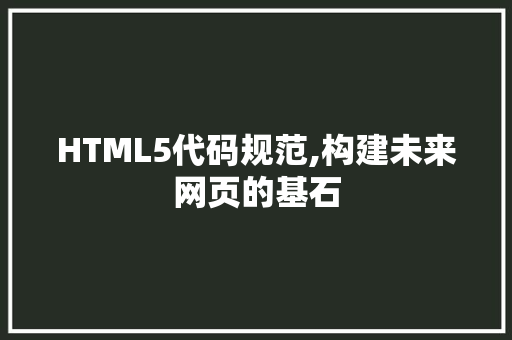 HTML5代码规范,构建未来网页的基石