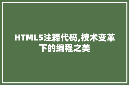 HTML5注释代码,技术变革下的编程之美