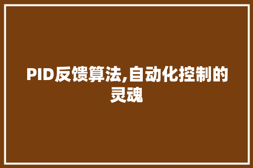 PID反馈算法,自动化控制的灵魂