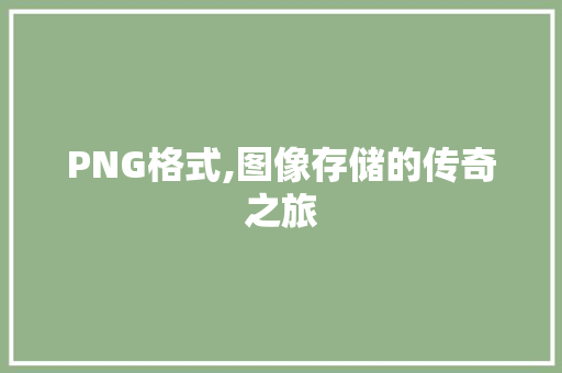 PNG格式,图像存储的传奇之旅