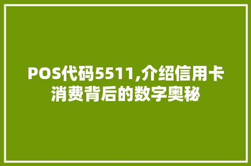 POS代码5511,介绍信用卡消费背后的数字奥秘