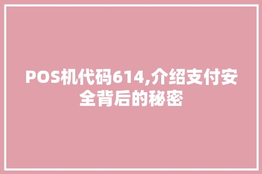 POS机代码614,介绍支付安全背后的秘密