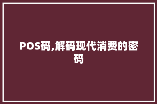 POS码,解码现代消费的密码