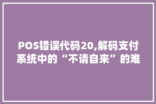 POS错误代码20,解码支付系统中的“不请自来”的难题