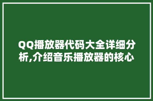 QQ播放器代码大全详细分析,介绍音乐播放器的核心技术