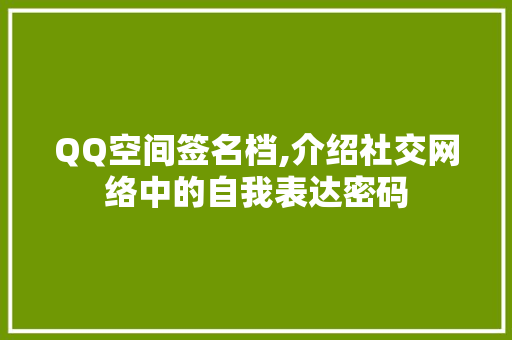 QQ空间签名档,介绍社交网络中的自我表达密码