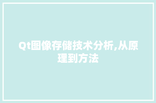 Qt图像存储技术分析,从原理到方法