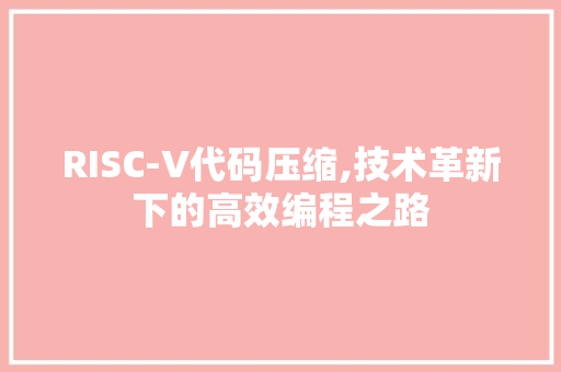 RISC-V代码压缩,技术革新下的高效编程之路