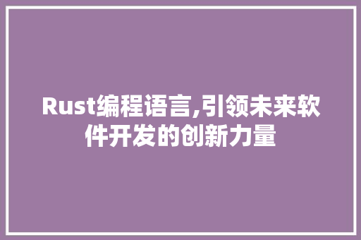 Rust编程语言,引领未来软件开发的创新力量