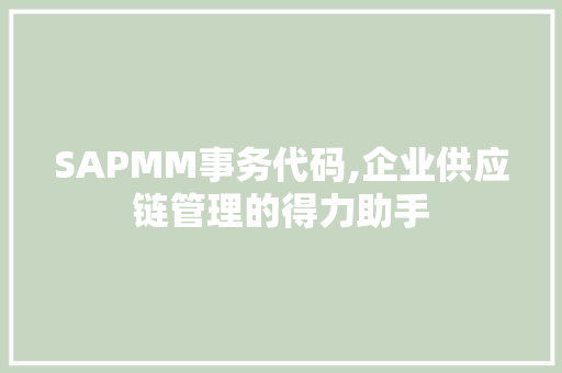 SAPMM事务代码,企业供应链管理的得力助手