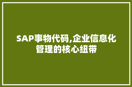 SAP事物代码,企业信息化管理的核心纽带