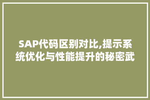 SAP代码区别对比,提示系统优化与性能提升的秘密武器