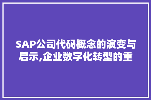 SAP公司代码概念的演变与启示,企业数字化转型的重要引擎