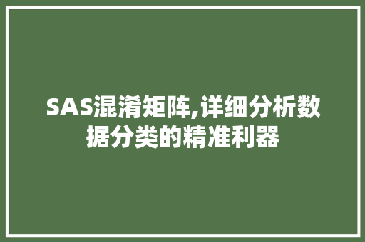 SAS混淆矩阵,详细分析数据分类的精准利器