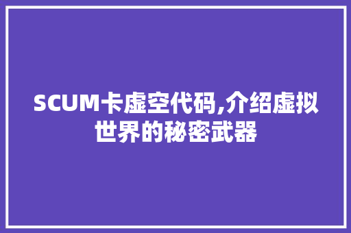 SCUM卡虚空代码,介绍虚拟世界的秘密武器