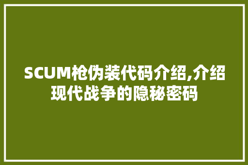 SCUM枪伪装代码介绍,介绍现代战争的隐秘密码