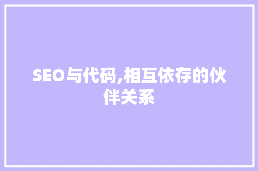 SEO与代码,相互依存的伙伴关系