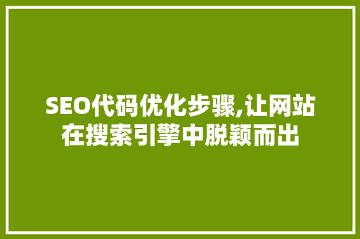 SEO代码优化步骤,让网站在搜索引擎中脱颖而出