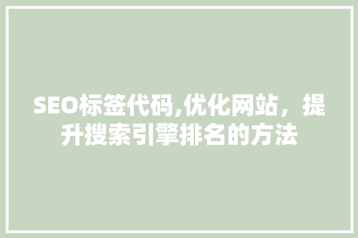 SEO标签代码,优化网站，提升搜索引擎排名的方法