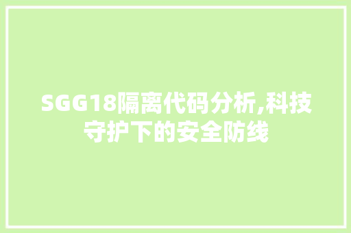 SGG18隔离代码分析,科技守护下的安全防线